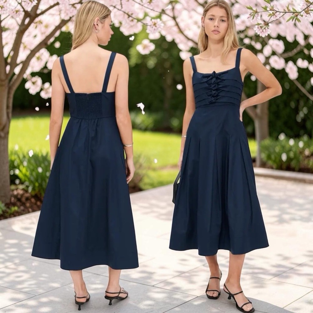 NEW La Ligne Greer‎ Dress Navy Special Occasion Wedding Guest Event Luxury M